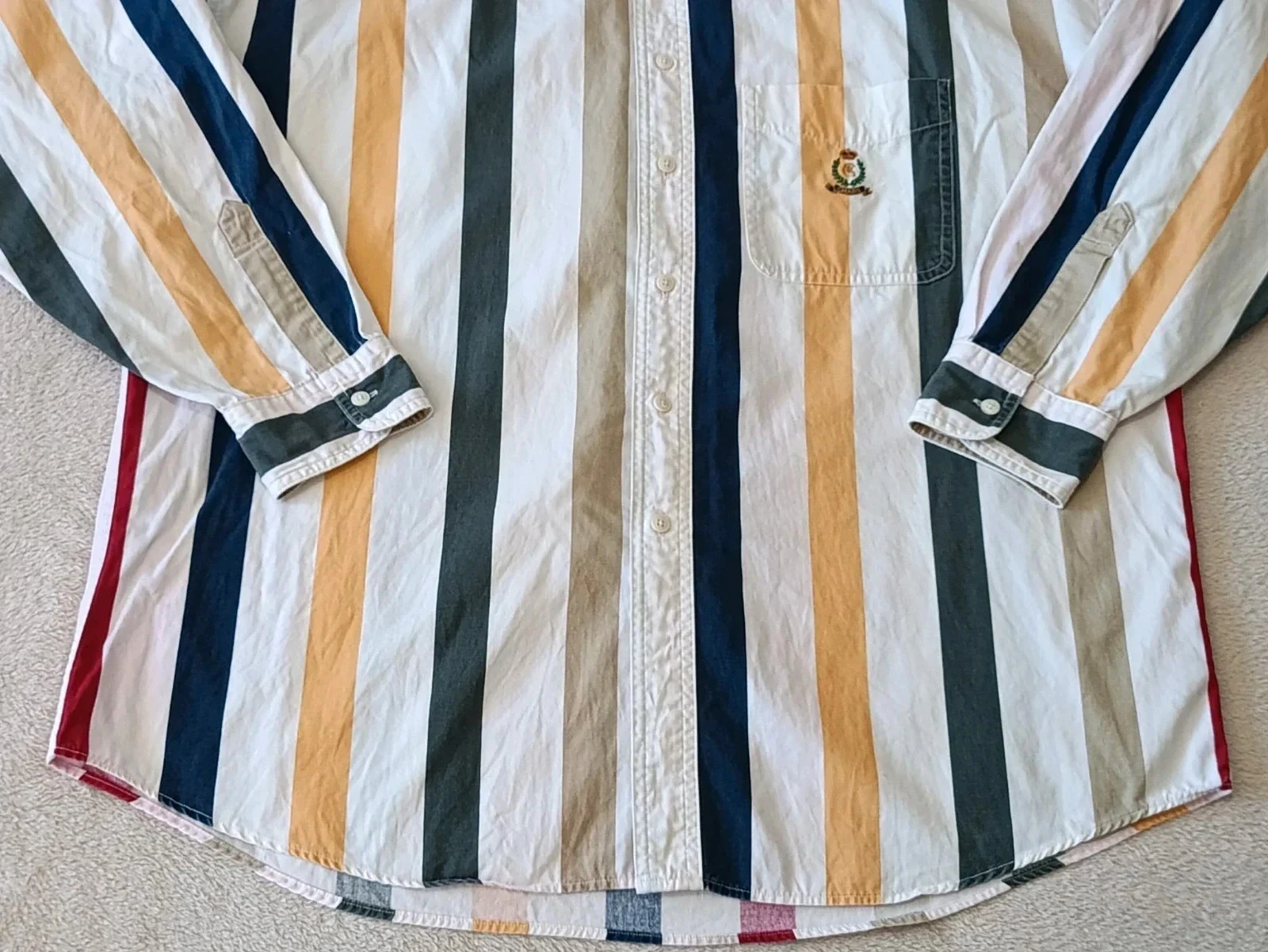 Chemise Chaps Ralph Lauren Vintage regenboogstrepen Geborduurd logo Maat XL – photo 4